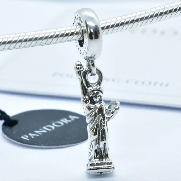 Pandora New York Statue of Liberty Dangle Charm 925 Ale Silver #212 - Picture 2 of 5
